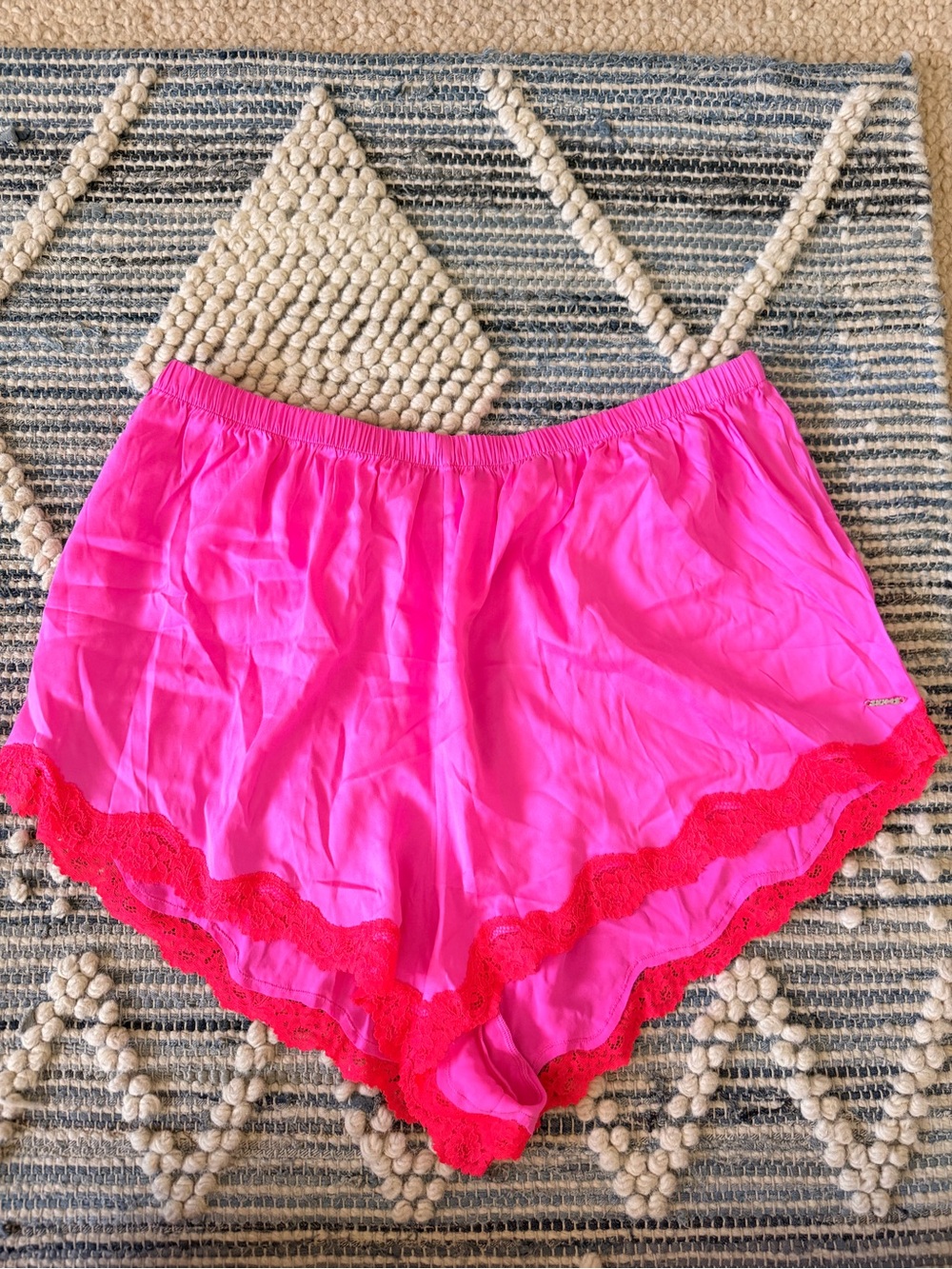 SKIMS Hot Pink Lace-Trim Sleep Shorts